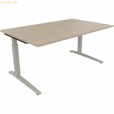 4003969072817 - Schreibtisch All in One 810024571 manuell höhenverstellbar 65-85cm (H) 160x100cm (BxT) rechteckig eiche natur silberalumin 4003969072817 - Schreibtisch All in One 810024571 manuell höhenverstellbar 65-85cm (H) 160x100cm (BxT) rechteckig eiche natur silberalumin