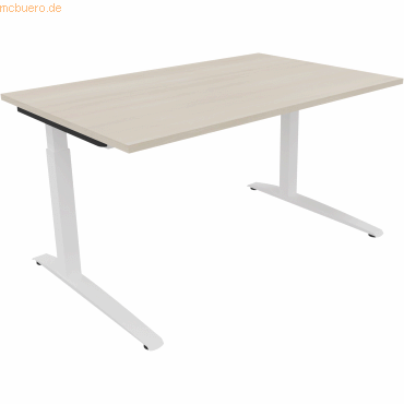 4003969073791 - Schreibtisch All in One 810026472 manuell höhenverstellbar 65-85cm (H) 180x70cm (BxT) rechteckig akazie hell   verkehrsweiß