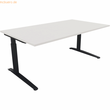4003969073906 - Schreibtisch All in One 810025601 manuell höhenverstellbar 65-85cm (H) 180x100cm (BxT) rechteckig weiß   anthrazitmetallic 