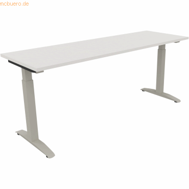 4003969074149 - Schreibtisch All in One 810026001 manuell höhenverstellbar 65-85cm (H) 180x60cm (BxT) rechteckig weiß   silberaluminium 400