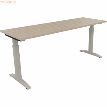 4003969074156 - Schreibtisch All in One 810026071 manuell höhenverstellbar 65-85cm (H) 180x60cm (BxT) rechteckig eiche natur silberalumini 4003969074156 - Schreibtisch All in One 810026071 manuell höhenverstellbar 65-85cm (H) 180x60cm (BxT) rechteckig eiche natur silberalumini