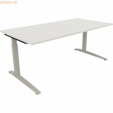 4003969074415 - Schreibtisch All in One 810026901 manuell höhenverstellbar 65-85cm (H) 180x90cm (BxT) rechteckig weiß silberaluminium 400 4003969074415 - Schreibtisch All in One 810026901 manuell höhenverstellbar 65-85cm (H) 180x90cm (BxT) rechteckig weiß silberaluminium 400