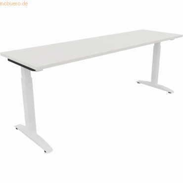 4003969074484 - Schreibtisch All in One 810027601 manuell höhenverstellbar 65-85cm (H) 200x60cm (BxT) rechteckig diamant weiß   verkehrsweiß