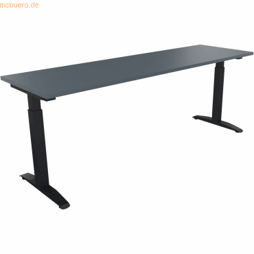 4003969074491 - Schreibtisch All in One 810027482 manuell höhenverstellbar 65-85cm (H) 200x60cm (BxT) rechteckig lavagrau   anthrazit metall