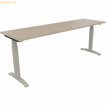 4003969074521 - Schreibtisch All in One 810027571 manuell höhenverstellbar 65-85cm (H) 200x60cm (BxT) rechteckig eiche natur silberalumini 4003969074521 - Schreibtisch All in One 810027571 manuell höhenverstellbar 65-85cm (H) 200x60cm (BxT) rechteckig eiche natur silberalumini