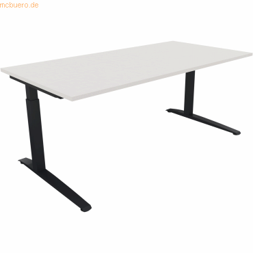 4003969074606 - Schreibtisch All in One 810026801 manuell höhenverstellbar 65-85cm (H) 180x90cm (BxT) rechteckig weiß   anthrazitmetallic 4