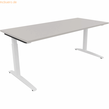 4003969074613 - Schreibtisch All in One 810026781 manuell höhenverstellbar 65-85cm (H) 180x80cm (BxT) rechteckig lichtgrau verkehrsweiß 4 4003969074613 - Schreibtisch All in One 810026781 manuell höhenverstellbar 65-85cm (H) 180x80cm (BxT) rechteckig lichtgrau verkehrsweiß 4