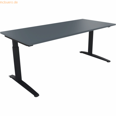 4003969074743 - Schreibtisch All in One 810026582 manuell höhenverstellbar 65-85cm (H) 180x80cm (BxT) rechteckig lavagrau   anthrazitmetalli