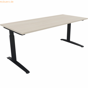 4003969074781 - Schreibtisch All in One 810026572 manuell höhenverstellbar 65-85cm (H) 180x80cm (BxT) rechteckig akazie hell   anthrazitmeta