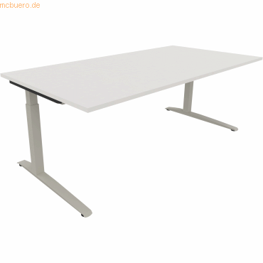 4003969074798 - Schreibtisch All in One 810027201 manuell höhenverstellbar 65-85cm (H) 200x100cm (BxT) rechteckig weiß   silberaluminium 40