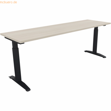 4003969074811 - Schreibtisch All in One 810027472 manuell höhenverstellbar 65-85cm (H) 200x60cm (BxT) rechteckig akaziehell anthrazit meta 4003969074811 - Schreibtisch All in One 810027472 manuell höhenverstellbar 65-85cm (H) 200x60cm (BxT) rechteckig akaziehell anthrazit meta
