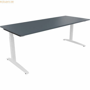 4003969075016 - Schreibtisch All in One 810028282 manuell höhenverstellbar 65-85cm (H) 200x80cm (BxT) rechteckig lavagrau verkehrsweiß 40 4003969075016 - Schreibtisch All in One 810028282 manuell höhenverstellbar 65-85cm (H) 200x80cm (BxT) rechteckig lavagrau verkehrsweiß 40