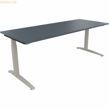 4003969075023 - Schreibtisch All in One 810028182 manuell höhenverstellbar 65-85cm (H) 200x80cm (BxT) rechteckig lavagrau silberaluminium 4003969075023 - Schreibtisch All in One 810028182 manuell höhenverstellbar 65-85cm (H) 200x80cm (BxT) rechteckig lavagrau silberaluminium