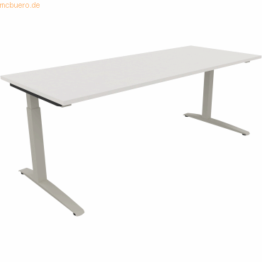 4003969075054 - Schreibtisch All in One 810028101 manuell höhenverstellbar 65-85cm (H) 200x80cm (BxT) rechteckig weiß silberaluminium 400 4003969075054 - Schreibtisch All in One 810028101 manuell höhenverstellbar 65-85cm (H) 200x80cm (BxT) rechteckig weiß silberaluminium 400