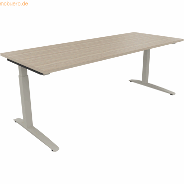 4003969075108 - Schreibtisch All in One 810028171 manuell höhenverstellbar 65-85cm (H) 200x80cm (BxT) rechteckig eiche natur silberalumini 4003969075108 - Schreibtisch All in One 810028171 manuell höhenverstellbar 65-85cm (H) 200x80cm (BxT) rechteckig eiche natur silberalumini