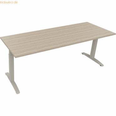 4003969075252 - Schreibtisch All in One 810027871 manuell höhenverstellbar 65-85cm (H) 200x70cm (BxT) rechteckig eiche natur silberalumini 4003969075252 - Schreibtisch All in One 810027871 manuell höhenverstellbar 65-85cm (H) 200x70cm (BxT) rechteckig eiche natur silberalumini