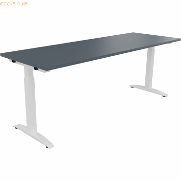4003969075276 - Schreibtisch All in One 810027982 manuell höhenverstellbar 65-85cm (H) 200x70cm (BxT) rechteckig lavagrau   verkehrsweiß 40