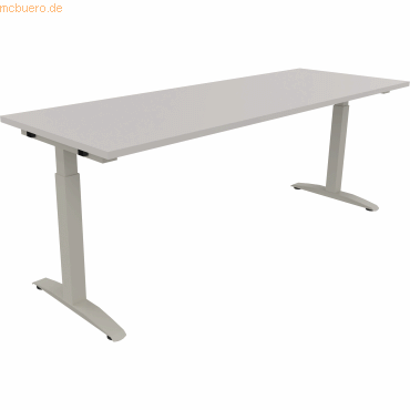 4003969075351 - Schreibtisch All in One 810027881 manuell höhenverstellbar 65-85cm (H) 200x70cm (BxT) rechteckig lichtgrau silberaluminium 4003969075351 - Schreibtisch All in One 810027881 manuell höhenverstellbar 65-85cm (H) 200x70cm (BxT) rechteckig lichtgrau silberaluminium