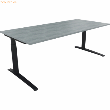 4003969075504 - Schreibtisch All in One 810028383 manuell höhenverstellbar 65-85cm (H) 200x90cm (BxT) rechteckig beton hell   anthrazitmetal