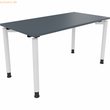 4003969080881 - Schreibtisch All in One 810038182 manuell höhenverstellbar 68-82cm (H) 140x70cm (BxT) rechteckig lavagrau   verkehrsweiß 40