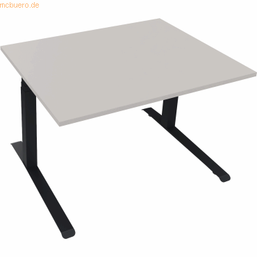 4003969083615 - Sitz-Steh-Schreibtisch All in One 810043681 elektrisch höhenverstellbar 645-1275cm (H) 120x90cm (BxT) rechteckig lichtgrau