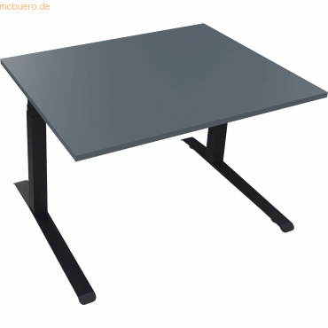 4003969083677 - Sitz-Steh-Schreibtisch All in One 810043682 elektrisch höhenverstellbar 645-1275cm (H) 120x90cm (BxT) rechteckig lavagrau 