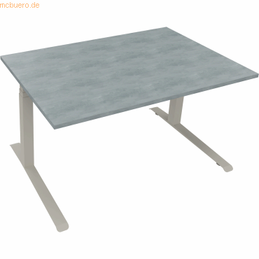 4003969083752 - Sitz-Steh-Schreibtisch All in One 810044383 elektrisch höhenverstellbar 645-1275cm (H) 140x90cm (BxT) rechteckig beton hel