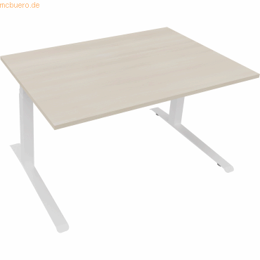 4003969083806 - Sitz-Steh-Schreibtisch All in One 810044472 elektrisch höhenverstellbar 645-1275cm (H) 140x90cm (BxT) rechteckig akazie h