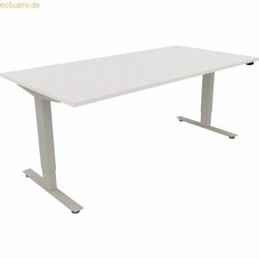 4003969084292 - Sitz-Steh-Schreibtisch 810047001 höhenverstellbar 625-1285cm (H) rechteckig diamant weiß silberaluminium 4003969084292 So 4003969084292 - Sitz-Steh-Schreibtisch 810047001 höhenverstellbar 625-1285cm (H) rechteckig diamant weiß silberaluminium 4003969084292 So
