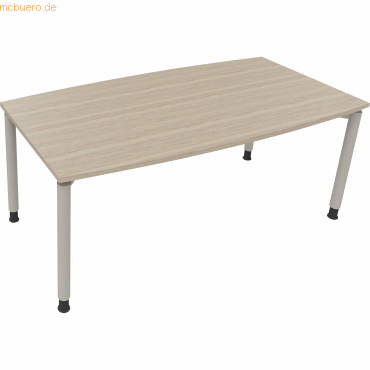 4003969085251 - Besprechungstisch communication 810047371 höhenverstellbar 68-82cm (H) Tonnenform eiche natur   silberaluminium 4003969085251