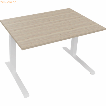 4003969085305 - Sitz-Steh-Schreibtisch All in One 810043571 elektrisch höhenverstellbar 645-1275cm (H) 120x80cm (BxT) rechteckig eiche na 4003969085305 - Sitz-Steh-Schreibtisch All in One 810043571 elektrisch höhenverstellbar 645-1275cm (H) 120x80cm (BxT) rechteckig eiche na