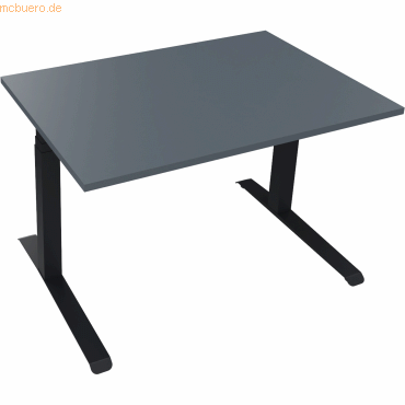 4003969085411 - Sitz-Steh-Schreibtisch All in One 810043382 elektrisch höhenverstellbar 645-1275cm (H) 120x80cm (BxT) rechteckig lavagrau 