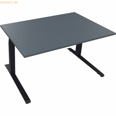 4003969085503 - Sitz-Steh-Schreibtisch All in One 810044282 elektrisch höhenverstellbar 645-1275cm (H) 140x90cm (BxT) rechteckig lavagrau 