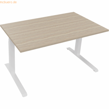4003969085558 - Sitz-Steh-Schreibtisch All in One 810044171 elektrisch höhenverstellbar 645-1275cm (H) 140x80cm (BxT) rechteckig eiche na 4003969085558 - Sitz-Steh-Schreibtisch All in One 810044171 elektrisch höhenverstellbar 645-1275cm (H) 140x80cm (BxT) rechteckig eiche na