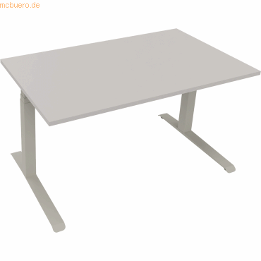 4003969085602 - Sitz-Steh-Schreibtisch All in One 810044081 elektrisch höhenverstellbar 645-1275cm (H) 140x80cm (BxT) rechteckig lichtgrau