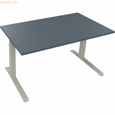4003969085619 - Sitz-Steh-Schreibtisch All in One 810044082 elektrisch höhenverstellbar 645-1275cm (H) 140x80cm (BxT) rechteckig lavagrau 