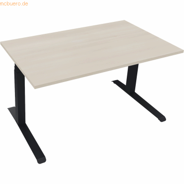 4003969085671 - Sitz-Steh-Schreibtisch All in One 810043972 elektrisch höhenverstellbar 645-1275cm (H) 140x80cm (BxT) rechteckig akazie he