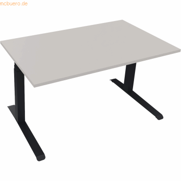 4003969085701 - Sitz-Steh-Schreibtisch All in One 810043981 elektrisch höhenverstellbar 645-1275cm (H) 140x80cm (BxT) rechteckig lichtgrau