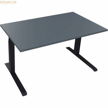 4003969085718 - Sitz-Steh-Schreibtisch All in One 810043982 elektrisch höhenverstellbar 645-1275cm (H) 140x80cm (BxT) rechteckig lavagrau 