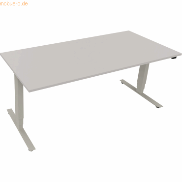 4003969087163 - Sitz-Steh-Schreibtisch 810046781 elektrisch höhenverstellbar 625-1285cm (H) rechteckig lichtgrau   silberaluminium 40039690