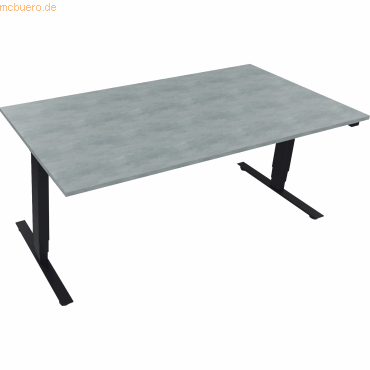 4003969087309 - Sitz-Steh-Schreibtisch 810046983 elektrisch höhenverstellbar 625-1285cm (H) rechteckig beton hell   anthrazit metallic 4003