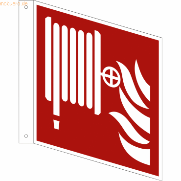 4003969098923 - Hinweisschild 20 x 20 cm (b x 20 x 20 cm (b x h) F002 Löschschlauch als Fahnenschild Hart-PVC - Neutralware