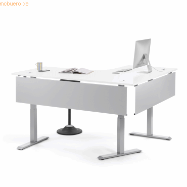 4003969162204 - Schreibtisch Flex Modul 810076401 elektrisch höhenverstellbar 180cm und 140x80cm (BxT) Freiform weiß   silber 4003969162204 
