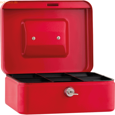 4003969904880 - Geldkassette 20 x 9 x 16 cm (B x H x T) 6 Fächer für Hartgeld mit Schloss Stahl rot