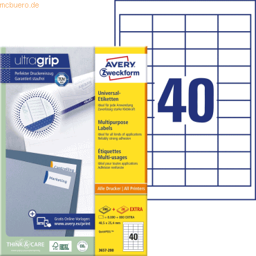 Avery Zweckform Universal-Etiketten ultragrip 48,5x25,4 mm VE=4.000 Et