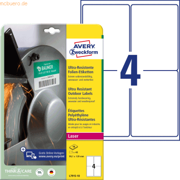Avery Zweckform Folien-Etiketten ultra-resistent 99,1x139mm VE=10 Boge