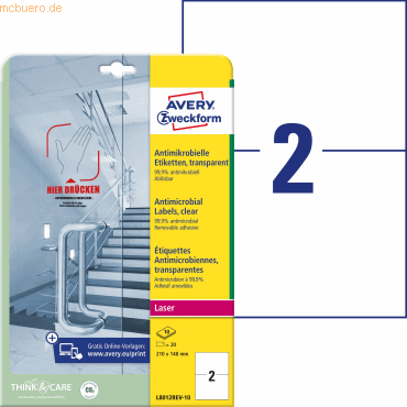 Avery Zweckform Etiketten antimikrobiell ablösbar A4 210x148mm 10 Boge