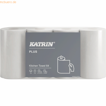 4004231231000 - Katrin Plus Küchenrolle weiß 3-lagig Hochwertige und extrem saugfähige Haushaltsrollen 1 Packung = 4 Rollen à 64 Blatt 4004231231000 - Katrin Plus Küchenrolle weiß 3-lagig Hochwertige und extrem saugfähige Haushaltsrollen 1 Packung = 4 Rollen à 64 Blatt