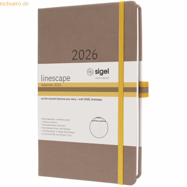 4004360768132 - Wochenkalender Linescape 2026 DE L2605 A5 176 Seiten 53 Wochen 2 Seiten für je 1 Woche FSC®-Papier Kunststoff braun-gelb