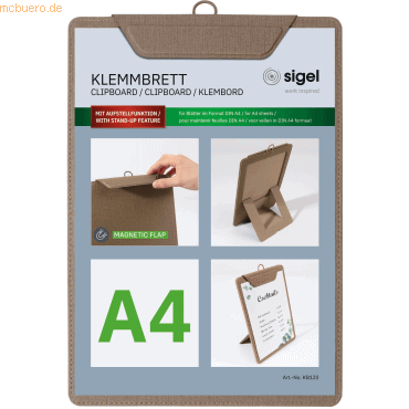 4004360768378 - 5 x Speisekarten-Klemmbrett für DIN A4 Kunststoff beige